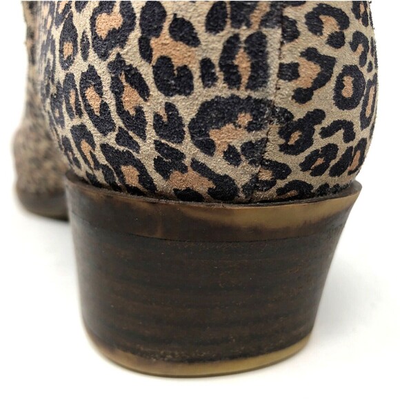 Lucky Brand Baley2 Ankle Boots Women's Size 8 Leopard Suede Leather Booties Chic - Picture 14 of 15